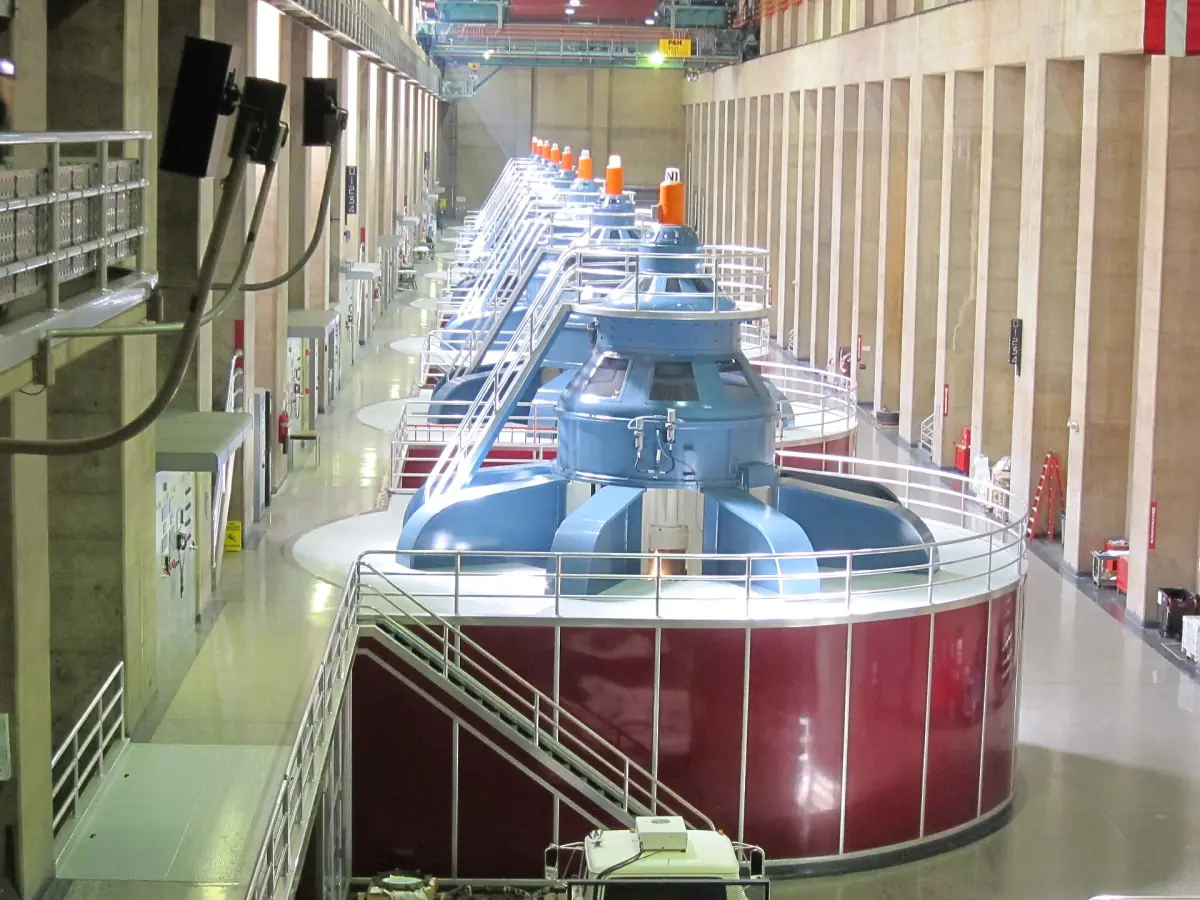 Generators inside the Nevada wing of the Hoover Dam powerplant